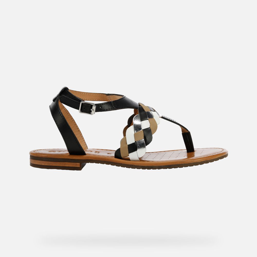 Sandalias Geox Senhora Pretas/Prateadas - Sozy - VGOWC1087